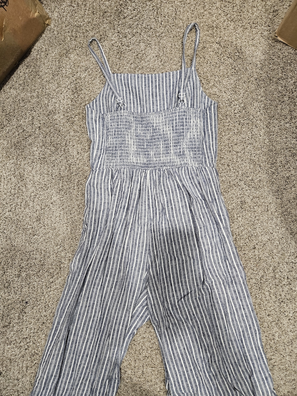 Old Navy Blue and White Striped Wide-Leg Jumpsuit - Picture 4 of 6